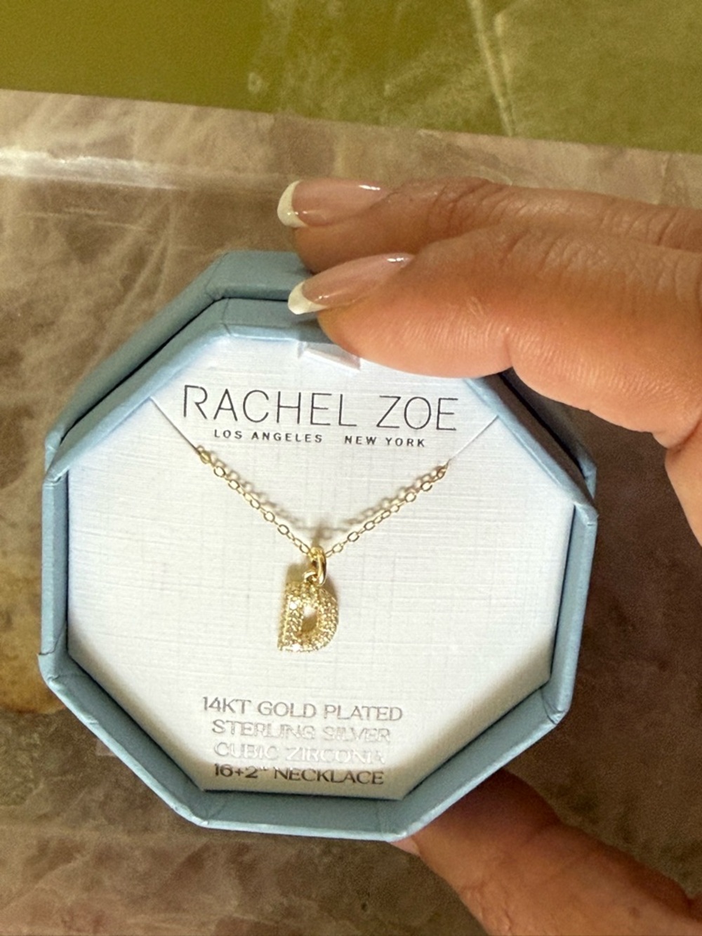 Rachel Zoe Sterling Silver 14 kt gold plated Initial 'D' Necklace